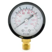 Манометр радиальный TIM, корпус 50 мм, диапазон 0-10 бар, подключение 1/4 Y-50-10 Манометр радиальный TIM, корпус 50 мм, диапазон 0-10 бар, подключение 1/4 Y-50-10