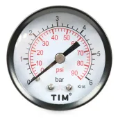 Манометр аксиальный TIM, корпус 50 мм, диапазон 0-6 бар, подключение 1/4 Y-50T-6 Манометр аксиальный TIM, корпус 50 мм, диапазон 0-6 бар, подключение 1/4 Y-50T-6