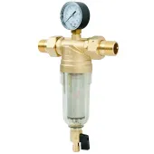 Самопромывной фильтр TIM 3/4 с манометром и пластиковой колбой Самопромывной фильтр TIM 3/4 с манометром и пластиковой колбой