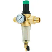 Самопромывной фильтр TIM 1 с редуктором, манометром и пластиковой колбой Самопромывной фильтр TIM 1 с редуктором, манометром и пластиковой колбой