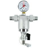 Самопромывной фильтр Zeissler 1/2 с манометром и корпусом из никелированной латуни Самопромывной фильтр Zeissler 1/2 с манометром и корпусом из никелированной латуни