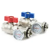 Комплект прямых шаровых кранов TIM с термометрами 1 Комплект прямых шаровых кранов TIM с термометрами 1