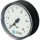 Манометр аксиальный Stout, корпус 63 мм, диапазон 0-10 бар, подключение 1/4 Манометр аксиальный Stout, корпус 63 мм, диапазон 0-10 бар, подключение 1/4
