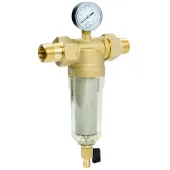 Самопромывной фильтр TIM 1 с манометром и пластиковой колбой Самопромывной фильтр TIM 1 с манометром и пластиковой колбой