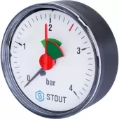 Манометр аксиальный с указателем предела Stout, корпус 63 мм, диапазон 0-4 бар, подключение 1/4 Манометр аксиальный с указателем предела Stout, корпус 63 мм, диапазон 0-4 бар, подключение 1/4