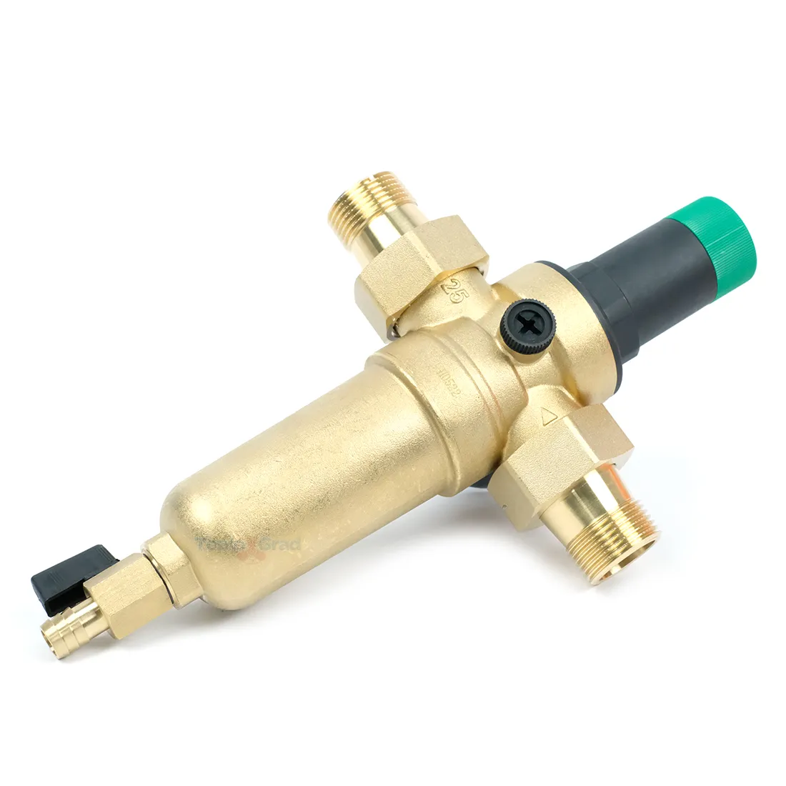 Самопромывной фильтр TIM 1 с редуктором, манометром и корпусом из латуни Самопромывной фильтр TIM 1 с редуктором, манометром и корпусом из латуни