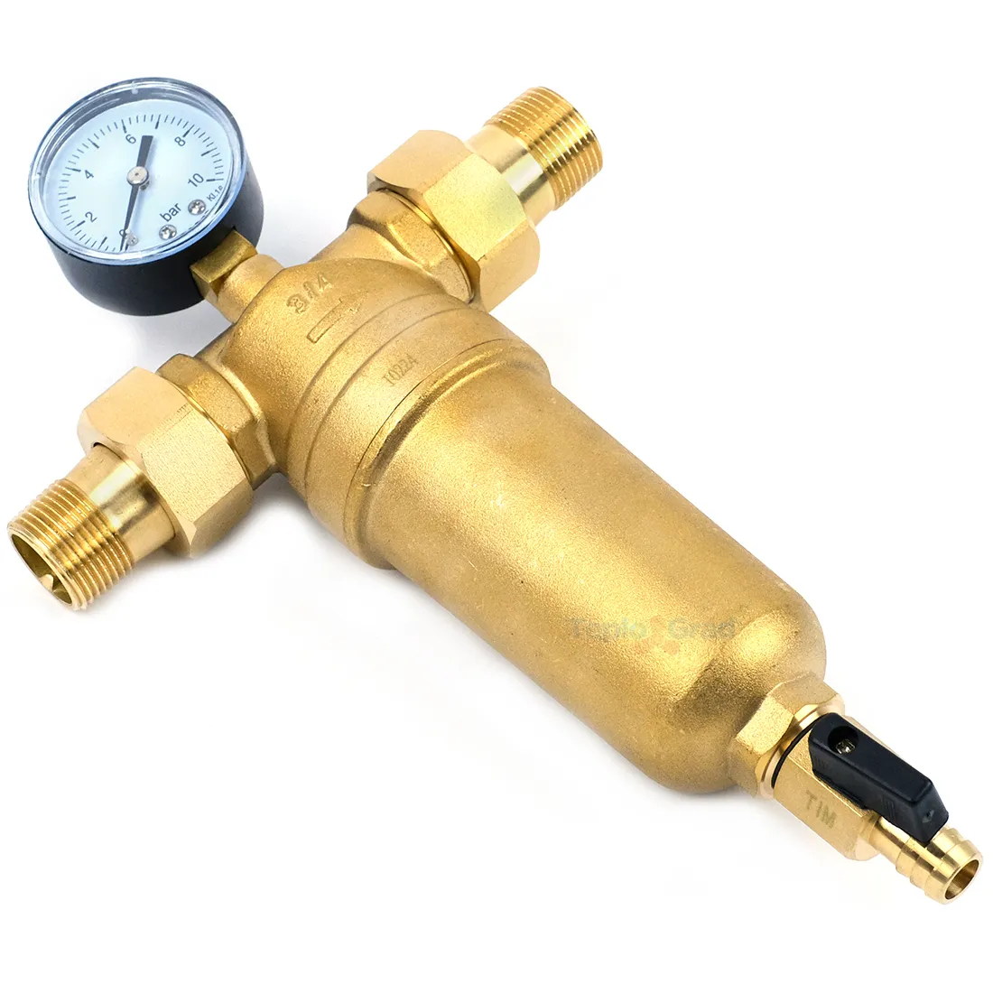 Самопромывной фильтр TIM 3/4 с манометром и корпусом из латуни Самопромывной фильтр TIM 3/4 с манометром и корпусом из латуни