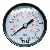 Манометр аксиальный TIM, корпус 50 мм, диапазон 0-10 бар, подключение 1/4 Y-50T-10 Манометр аксиальный TIM, корпус 50 мм, диапазон 0-10 бар, подключение 1/4 Y-50T-10