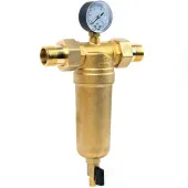 Самопромывной фильтр TIM 1 с манометром и корпусом из латуни Самопромывной фильтр TIM 1 с манометром и корпусом из латуни
