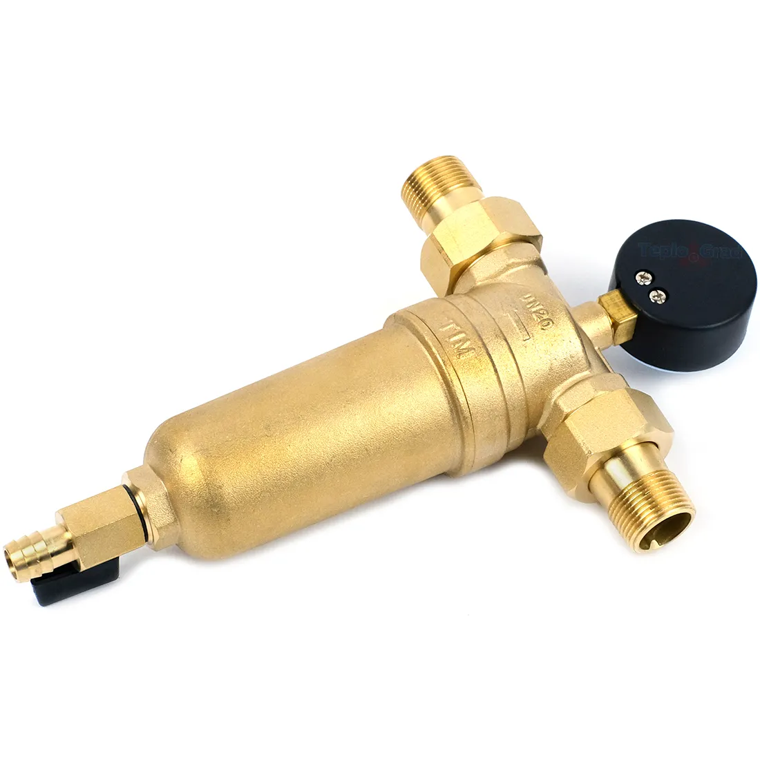 Самопромывной фильтр TIM 3/4 с манометром и корпусом из латуни Самопромывной фильтр TIM 3/4 с манометром и корпусом из латуни