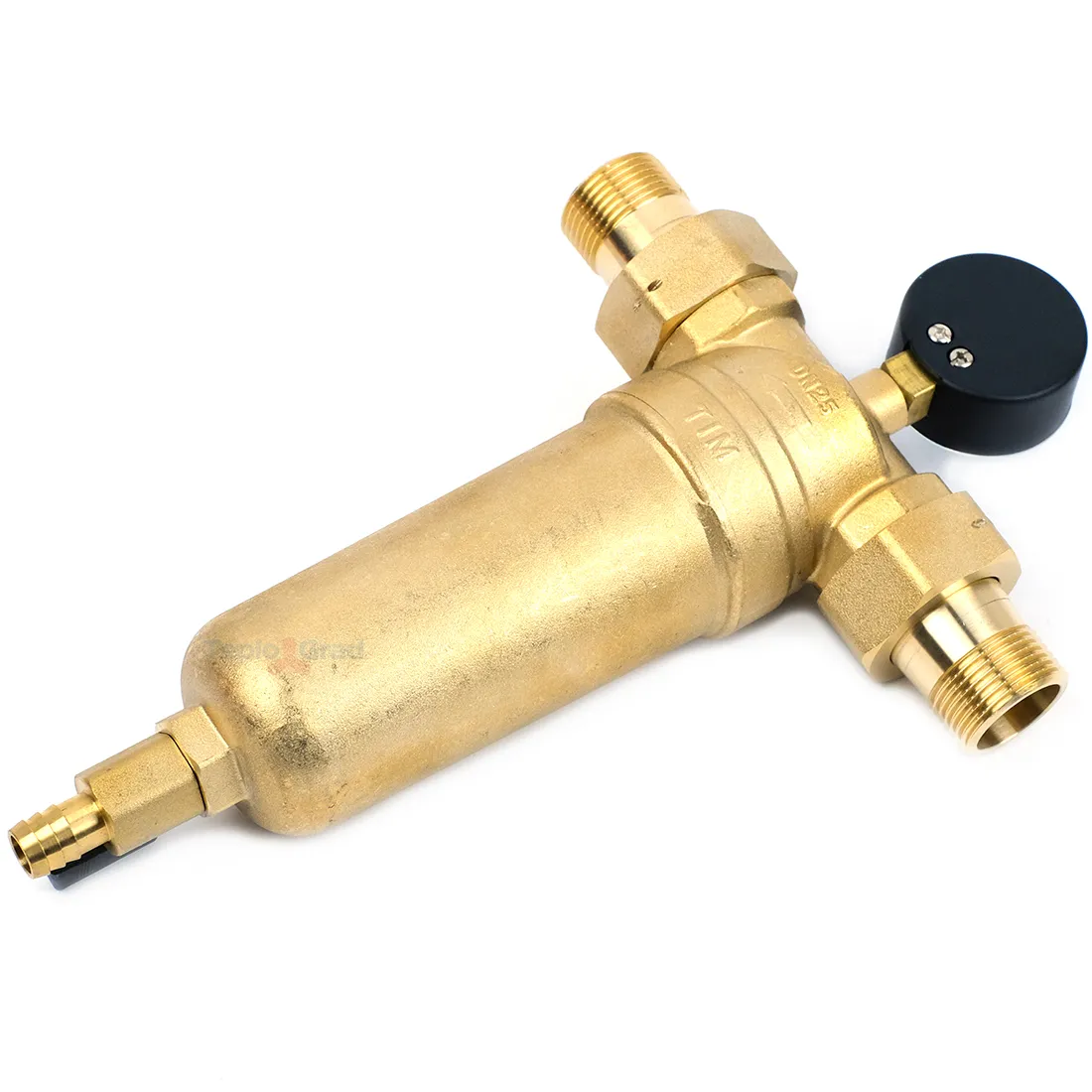 Самопромывной фильтр TIM 1 с манометром и корпусом из латуни Самопромывной фильтр TIM 1 с манометром и корпусом из латуни