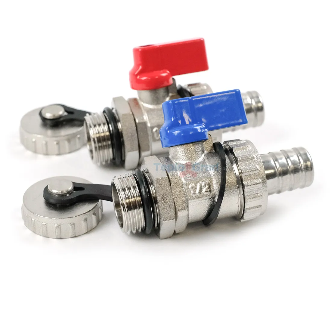 Комплект сливных шаровых кранов TIM 1/2 со штуцером Комплект сливных шаровых кранов TIM 1/2 со штуцером
