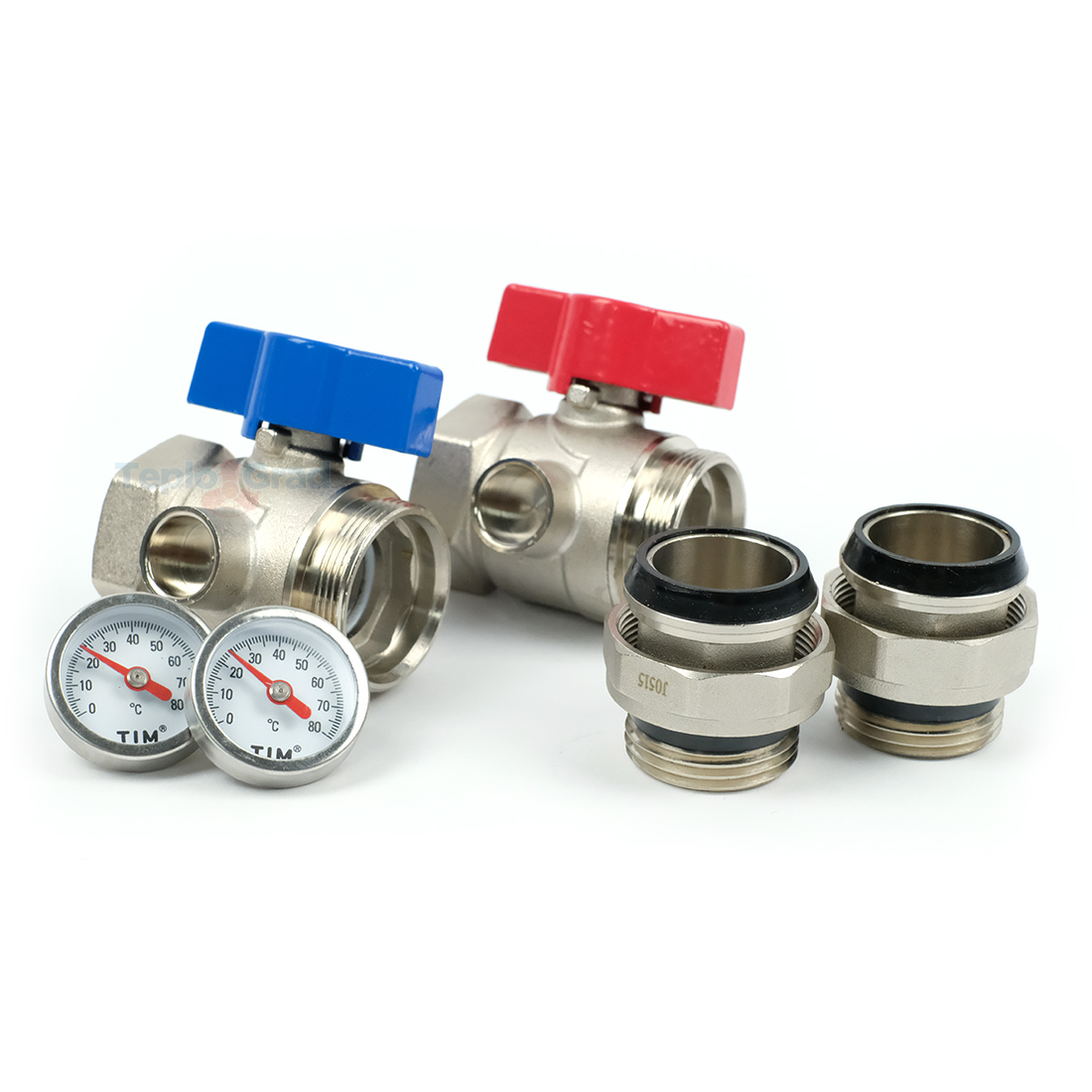 Комплект шаровых кранов TIM с полусгоном 1 Комплект шаровых кранов TIM с полусгоном 1